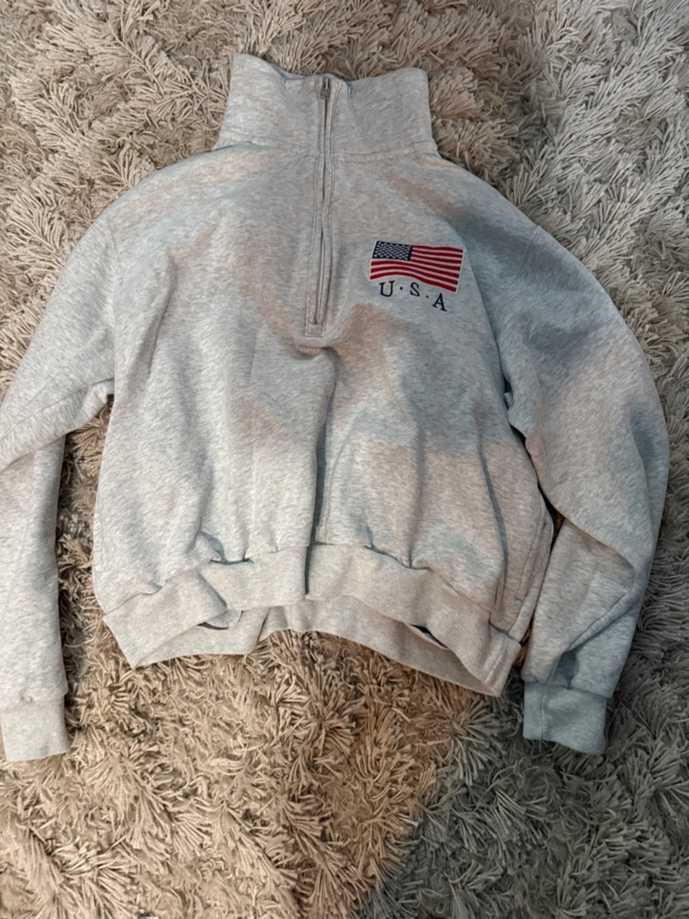 Hollister Light Gray Half-Zip Pullover